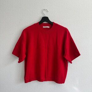 Abercrombie & Fitch LuxeLoft Cropped Sweater Tee Red S